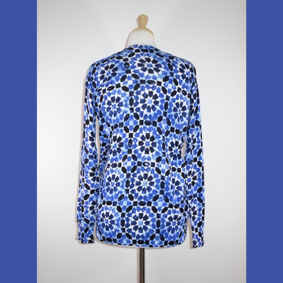 Michael Kors Blue Print V-Neck Sweater - size M - Picture 5 of 13